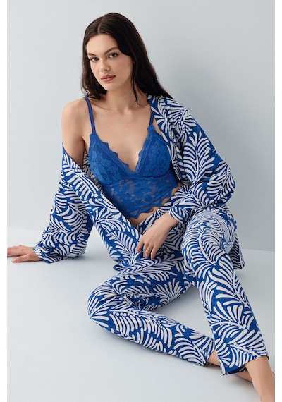 Arnetta Kadın Lacivert 3lü Pijama Takım Mavi