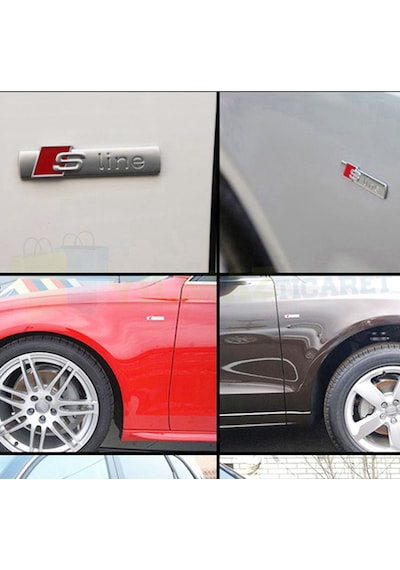 Audi S Line Logo Çamurluk Arma Amblem Paslanmaz Çelik Parlak 2 Ad