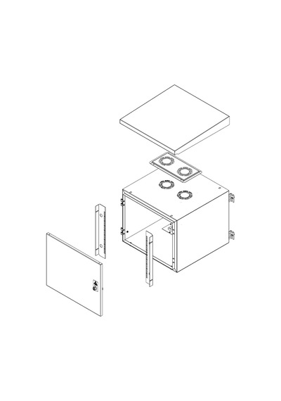 Ager 12u 600x600 Ag-ob12u6060b2-d-a-m1-12u6060 Montajlı Basıc Outdoor Duvar Tıpı Kabınet On Metal Kapak Ikı Adet Kelebek Kılıtlı D-b2 7035 Dıs Ortam