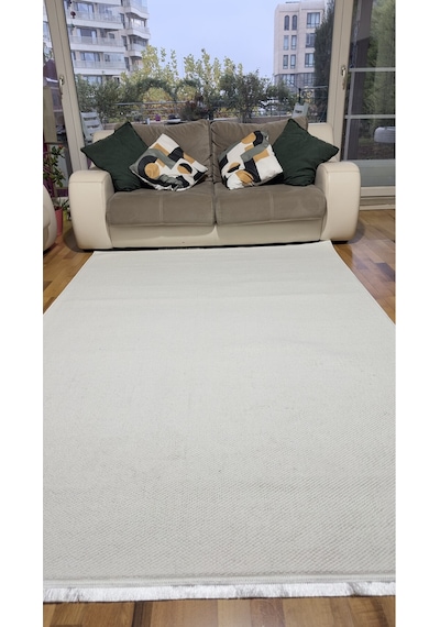 Elvey Home Krem İskandinav Yumuşak Bukle Minimalist Tozumazözel Kesim Halı Elvbklmakhal Krem