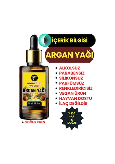 Amazeus Argan Yağı %100 Saf Ve Doğal-soğuk Pres Besleyici Etki 20 Ml / 0.7 Fl Oz