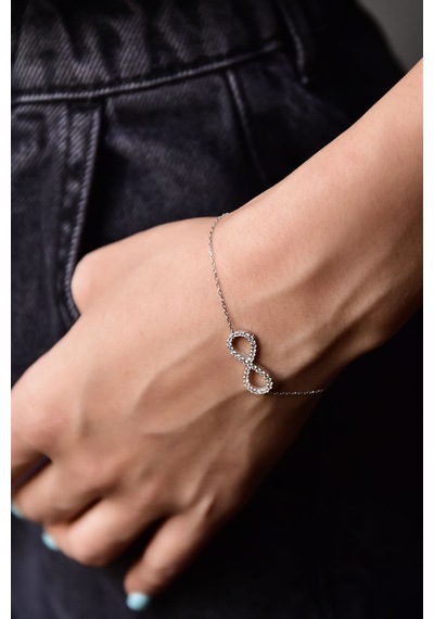 Papatya Silver 925 Ayar Gümüş Taşlı Sonsuzluk Kadın Kolye Bileklik Set