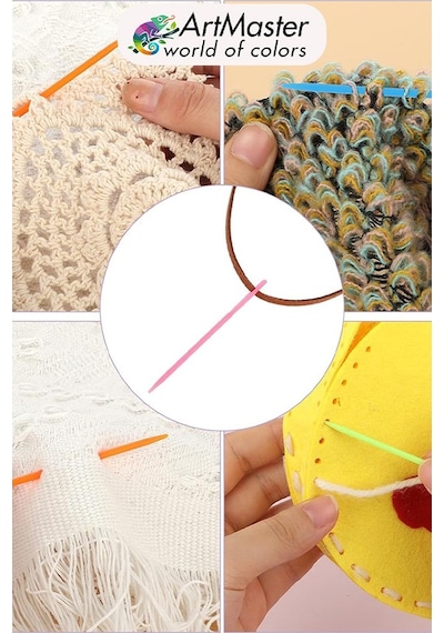 Plastik Yün İğnesi Renkli 10 Adet 9 Cm Dikiş İğnesi Plastik İğne İplik İğnesi Dokuma İğnesi Örgü Dikme Dikiş