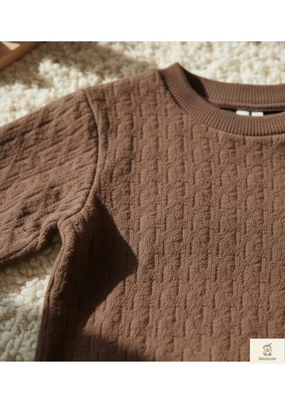 Nanica Kids Minibohe Çocuk Jakarlı Sweatshirt Kahverengi Kahverengi