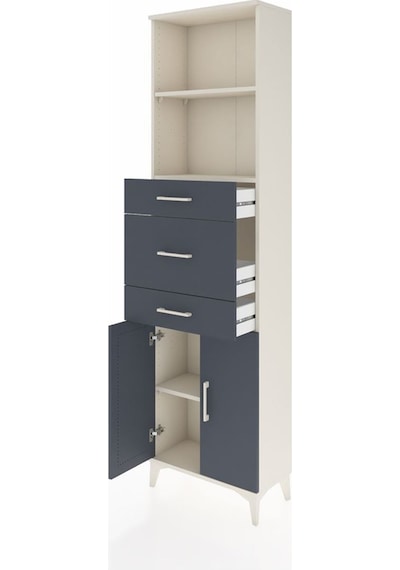 Arges Dolap 3 Raflı 3 Çekmeceli 2 Kapaklı 60x30x221 Aytaşı-antrasit Aytası