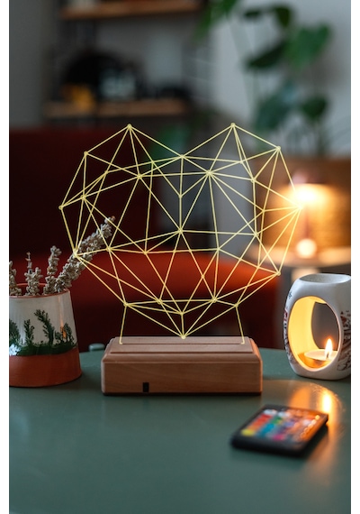 Özel Tasarım 3D Geometrik Kalp Masaüstü Led Lamba