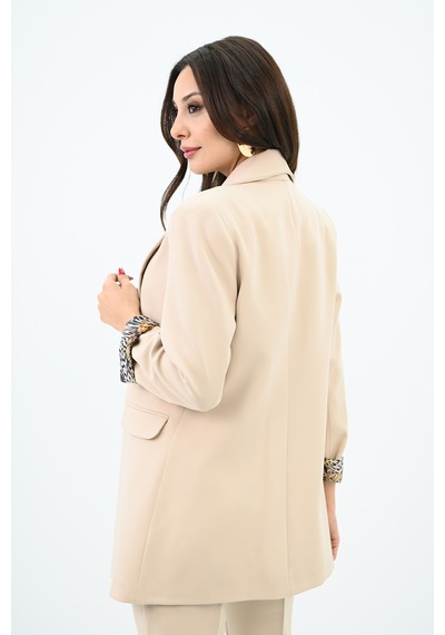 Kadın Leopar Astar Detaylı Ceket Takım 0115-25 001
