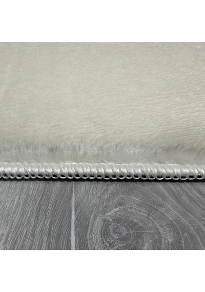 Krem Fluffy Düğüm Saçaklı Post Peluş Halı Kaymaz Taban