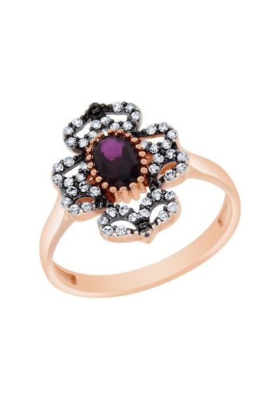Diamond Line - Gülaylar - Altın 14 Ayar Elmas Görünümlü Yüzük (532069315)