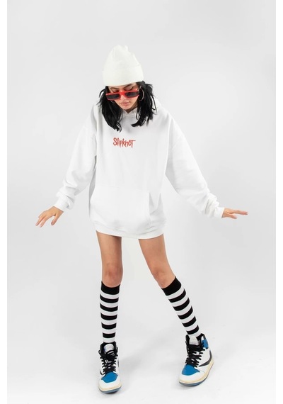Startmore Slipknot Sırt Baskılı Beyaz Oversize Unisex Beyaz