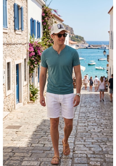 Buratti Pamuklu V Yaka Slim Fit Erkek T Shirt 5902122 Açık Mavi