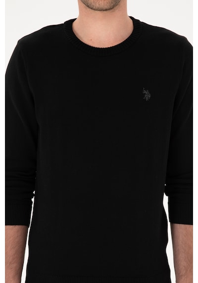 U.S. Polo Assn. Erkek Slim Fit Bisiklet Yaka Siyah Basic Kazak 50313713-VR046