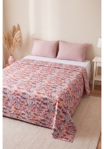 Çiçek Tomurcukları 5d Çok Amaçlı Tek Kişilik Baskılı Pike & Yatak Örtüsü 160x220 Cm Çok Renkli