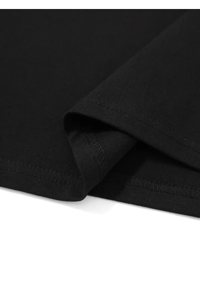 Modi Baskılı Oversize Bisiklet Yaka T-shirt - Siyah - Mymg158846