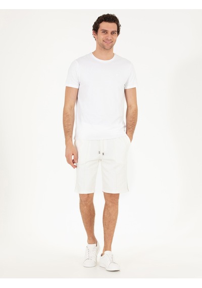 Cacharel Ekru Slim Fit Örme Şort Bej