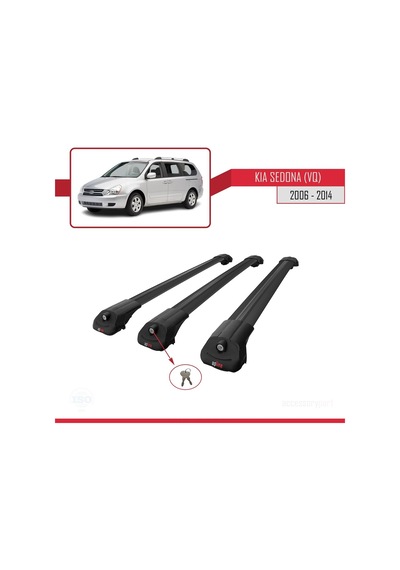 Kia Sedona Vq 2006-2014 Arası İle Uyumlu Ace-1 Ara Atkı Tavan Barı Siyah 3 Adet Bar
