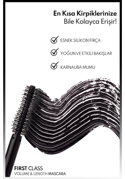 Note First Class Hacim Ve Uzatma Etkili Maskara - Siyah