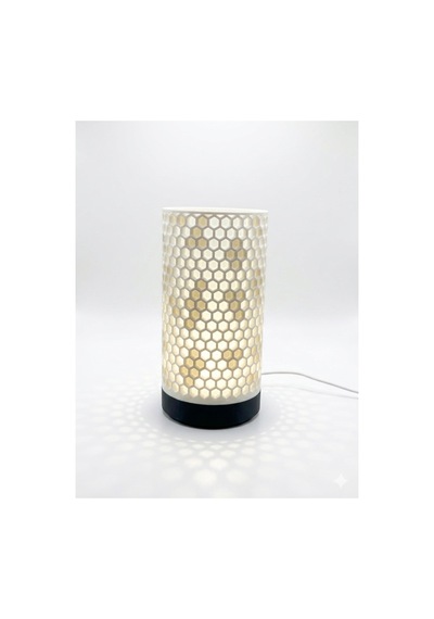 3d Tasarım Petek Desenli Dekoratif Gece Lambası - 20 Cm Modern Masa Lambası - 5v Adaptörlü Siyah
