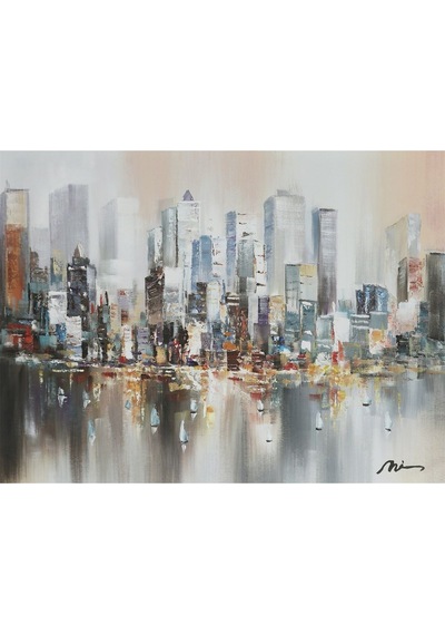 Şehir Soyut El Yapımı Yağlı Boya Tablo 95x75cm
