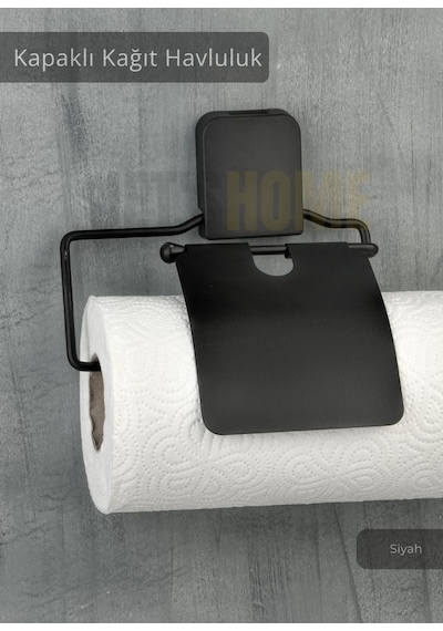 Jet's Home Kapaklı Kağıt Havluluk Paslanmaz Peçetelik Çelik Banyo Havluluk Düzenleyici Siyah Siyah