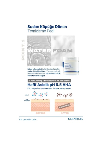 Elensılıa Misel Temizleme Pedi Elensilia Water to Foam Cleansing Pad 60 Adet