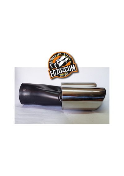 60 Mm. Krom Eğimli Eşit Dual Çift Çıkışlı Paslanmaz Egzoz Eksoz Ucu