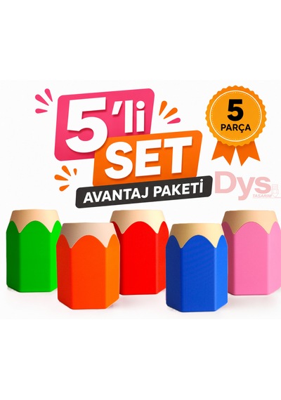 5 Farklı Renk Masaüstü Kalemlik Seti Avantaj Paket Çok Renkli