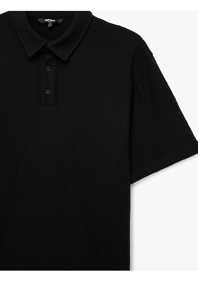 Koton Regular Fit Kısa Kollu Düğmeli Polo Yaka Tişört Siyah 6sam10004mk