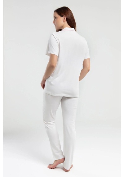 Pierre Cardin 7715 Kadın Kısa Kollu Gömlek Pijama Takımı-krem Krem