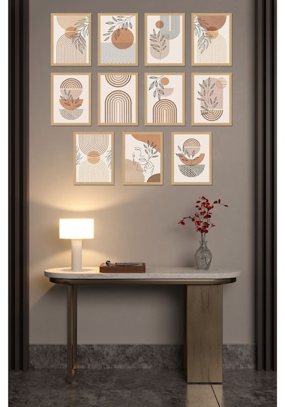 Dekorize Mdf 11 Parça 3 Mm Çerçeve Görünümlü Salon Ve Oda İçin Bohem Tablo Seti 4 30 X 40