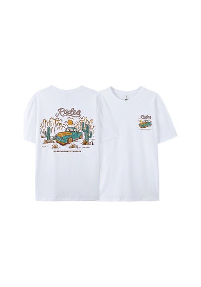 Startmore Y2k Vintage Tişört Tee Rodeg Batı Aşk Nazikçe Romantik Çöl Beyaz