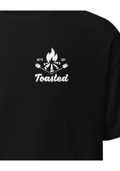 Wildstyle Toasted Kamp Ateşi Marshmallow Doğa Outdoor Baskılı Unisex Bisiklet Yaka Tişört Siyah
