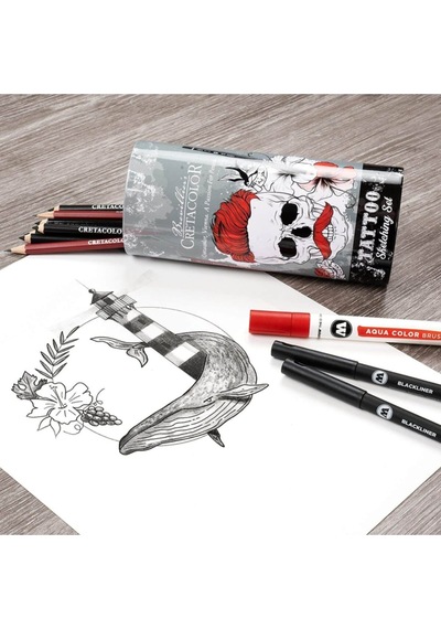 Tattoo Sketching Set N:40083 14'lü Metal Kutu