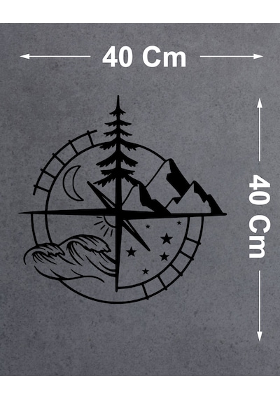 Pusula Dağ Orman Deniz Sticker - Araba Off Road 4x4 Karavan Motosiklet Sticker -00208 40x40 Cm