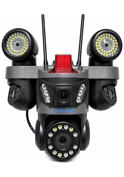 Okam Ok-231 4 Lens Wifi Güvenlik Kamerası Led Flaş + Çift Projektörlü Gece Görüş Akıllı Takip 12v Adaptör li