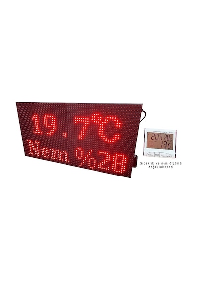 32x64cm Saat Tarih Sıcaklık Nem Göstergesi  Wi-fi kontrollü