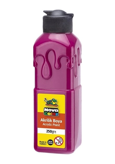 Nova Color Fuşya Akrilik Boya 250 Gr 1 Adet Su Bazlı Akrilik Boyası Hobi Sanatsal Boy Tuval Ahşap Metal