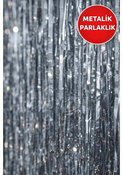 Metalik Gri Parlak Parti Perdesi 100x200 Cm Doğum Günü, Baby Shower, Fotoğraf Arka Fon 100 200