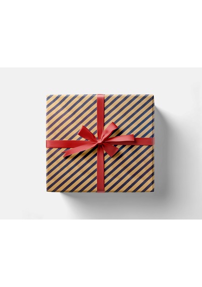 Kraft Hediye Paketleme Kağıdı, Lacivert Verev Çizgili-40gr, Ambalaj Kağıdı 70x100 Cm - 10'lu Paket