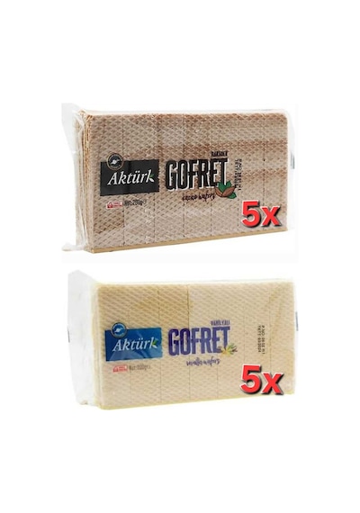 Aktürk Gofret 200 Gr 5 Adet Kakaolu Gofret , 200 Gr 5 Adet Vanilyalı Gofret