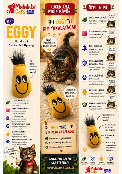 Eggy Tüylü Kedi Oyuncağı Matatabi Içerikli 10 Cm