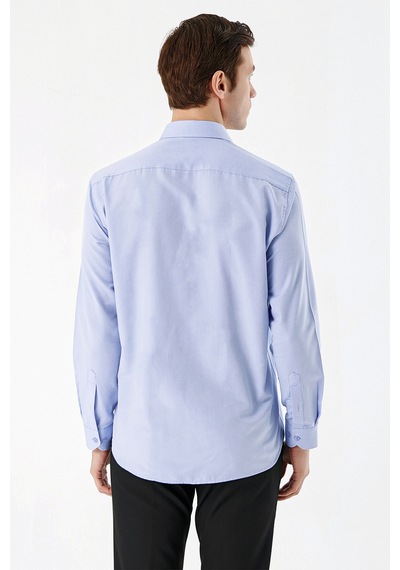 Morven Buz Mavisi Slim Fit Düz Sert Yaka Kolay Ütülenebilen Hediye Kutulu Uzun Kollu Gömlek 99mc004001311 Buz Mavisi