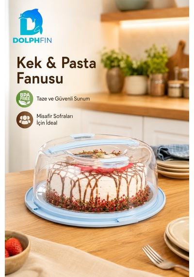 28 Cm Kek Pasta Fanusu Saplı Kilitli Kapaklı Taşıma Ve Saklama Kabı Çok Renkli