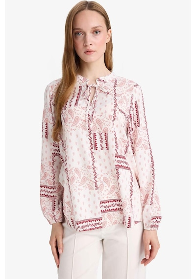 Defacto Regular Fit Desenli Apaş Yaka Uzun Kollu Bluz N1809az25sppn436 Pembe