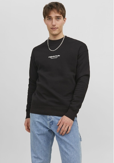 Jack & Jones Jack&jones Vesterbro Erkek Siyah Bisiklet Yaka Sweatshirt 12241694-BLK Siyah
