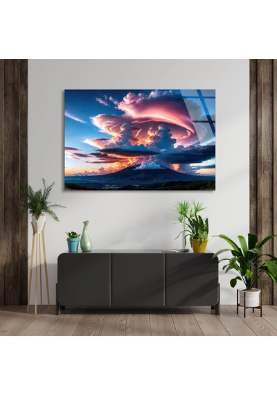 Dramatik Bulutlar - Cam Tablo - Deg1352 70 X 50 Cm