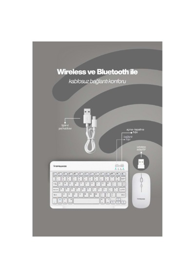 Beyaz Kablosuz Wireless Klavye Ve Mouse Seti Optik
