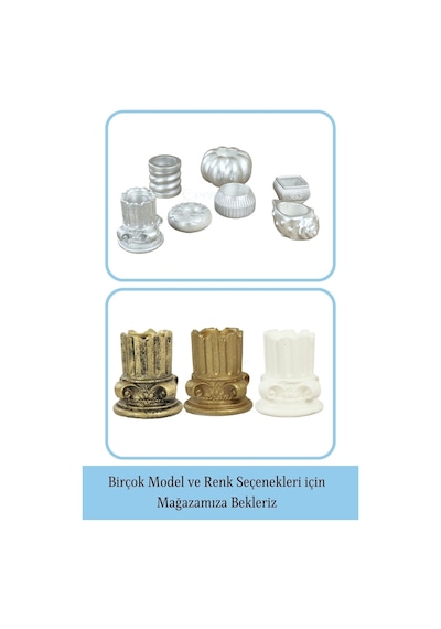 Mumluk Şamdan Tealight Mum Uyumlu Tarihi Sütun Model - Gümüş