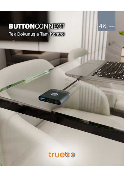 Truebo ButtonConnect 3in1 Aç/kapa Tuşu HDMI Hub