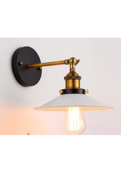 Mylights Retro Rustik Mafsallı Beyaz Zbaşlıklı Metal Aplik Siyah